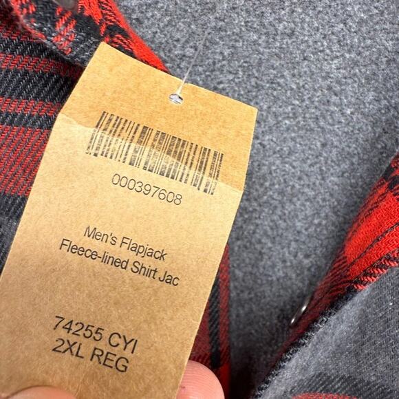 Duluth Trading Shacket Men's 2XL Red Flannel Shirt Jacket Flapjack Lined NEW - Picture 4 of 10